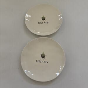 2 Rae Dunn Halloween MELAMINE Salad‎ Plates Hocus Pocus Witches Brew Replacement